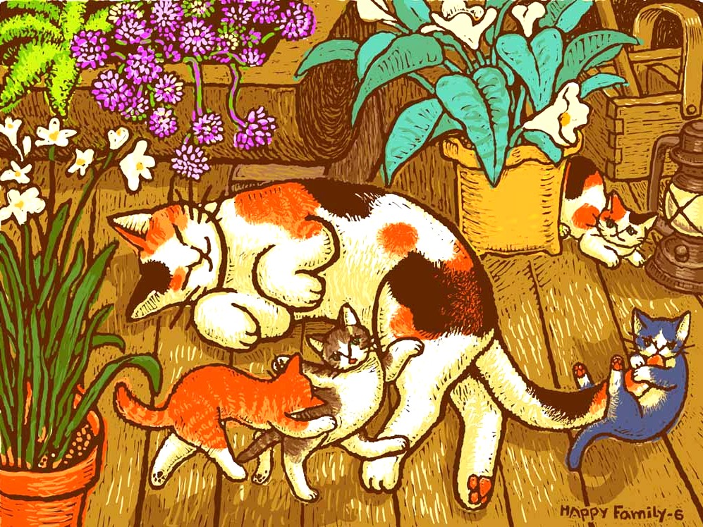 マイケル・ルーの絵画作品　タイトルは、ハッピーファミリー #5